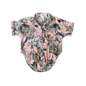 Maggie Sweet women’s medium 100% cotton button up cheetah collared jungle animal